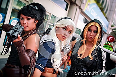 Girls with attitude at San Diego Comic Con, Convention Center, California Editorial Stock Photo